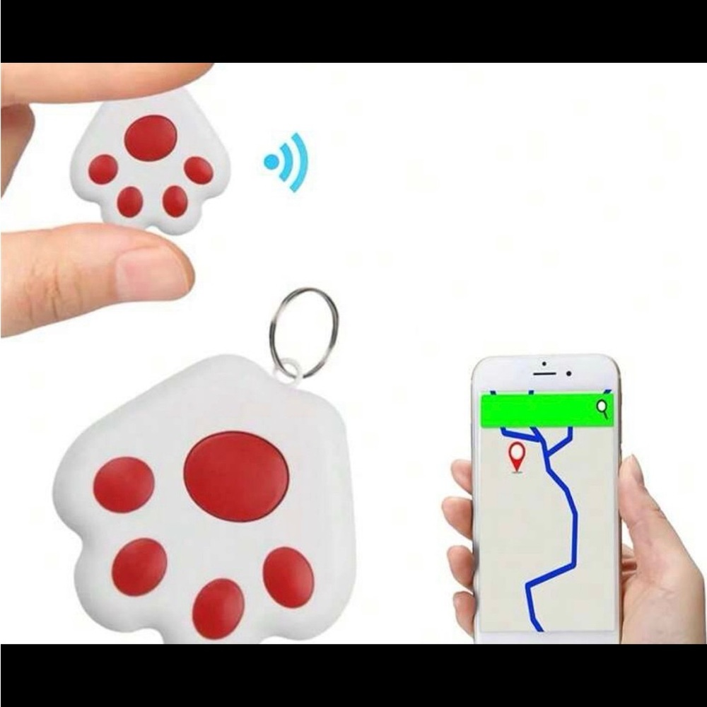 Red Pet GPS Tracker with Paw Design